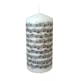 Svíčka oválná bílá přírodní s notami a partiturou Bach II. 14×7 cm
