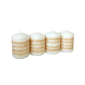 Svíčky oválné bílé přírodní se zlatými notami a partiturou sada 4ks 8×6 cm
