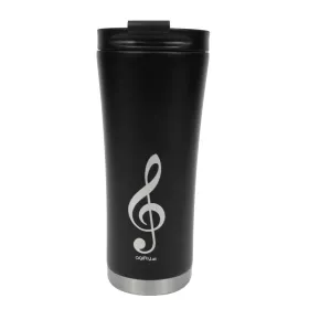 Termohrnek coffee-to-go černostříbrný s houslovým klíčem 0,5 l