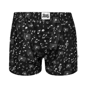 Trenky černé s bílými notami a houslovými klíči | M, L, XL, XXL