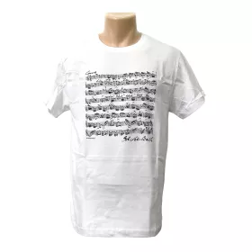 Tričko bílé s černou partiturou Bach | S, M, L, XL