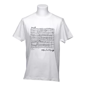 Tričko bílé s černou partiturou Mozart | M, L, XL Tričko bílé s černou partiturou Mozart | M, L, XL