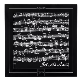 Tričko černé s bílou partiturou Bach