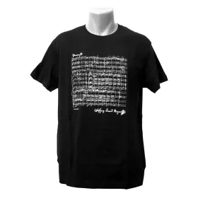 Tričko černé s bílou partiturou Mozart | M, L, XL Tričko černé s bílou partiturou Mozart | M, L, XL