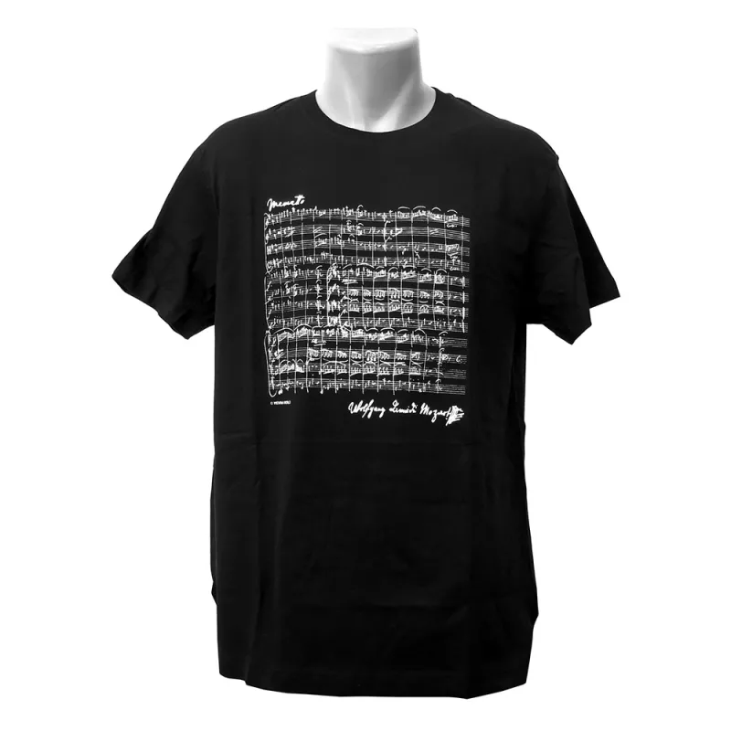 Tričko černé s bílou partiturou Mozart