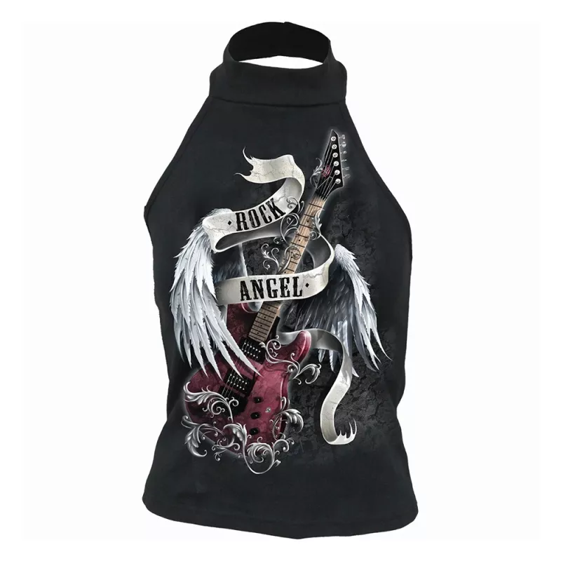 Tričko dámské bez rukávů černé s kytarou Rock Angel