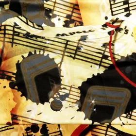 Tričko pánské černožluté s partiturami a notami