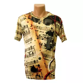 Tričko pánské černožluté s partiturami a notami