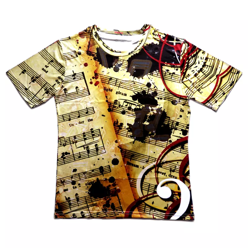 Tričko pánské černožluté s partiturami a notami